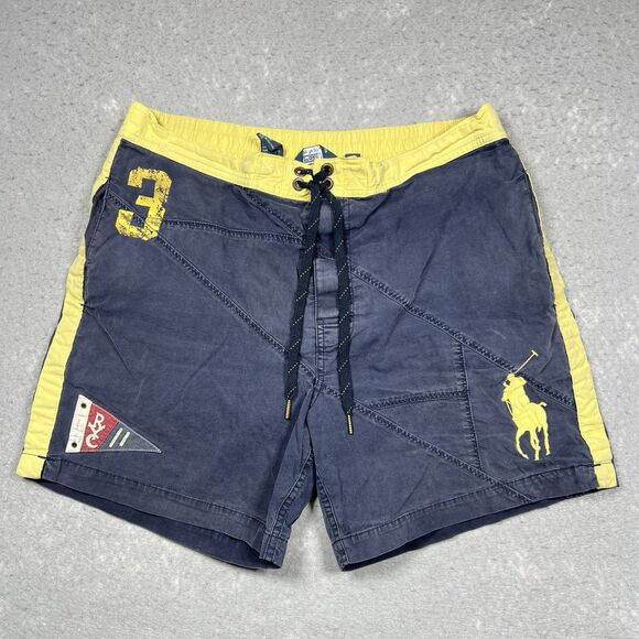 Polo Ralph Lauren Big Pony Men’s Medium SWIM TRUNKS SHORTS Summer Blue/ Yellow - Picture 1 of 15